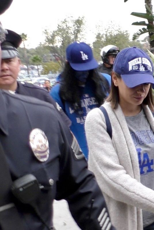 MILA KUNIS and Ashton Kutcher Arrives at Dodger Stadium in Los Angeles 10/31/2017