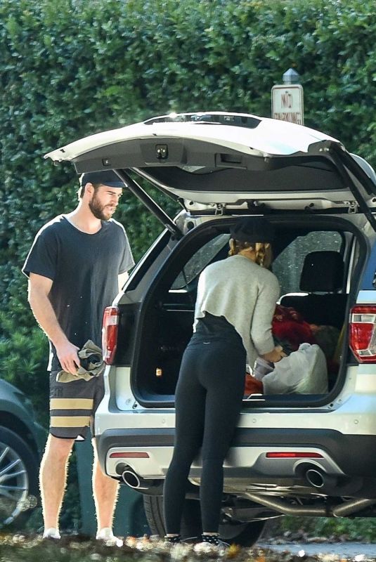MILEY CYRUS and Liam Hemsworth Out Sopping in Savannah 11/01/2017
