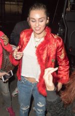 MILEY CYRUS Outside Her Hotel in New York 11/03/2017