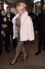 PAMELA ANDERSON Leaves Her Hotel in Warsaw 11/25/2017