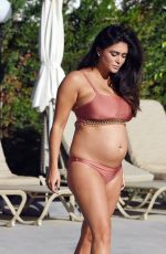 Pregnant CASEY BATCHELOR in Bikini at a Pool in Cyprus 11/27/2017