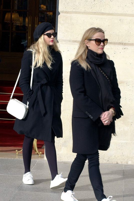 REESE WITHERSPOON and AVA PHILLIPPE Out and About in Paris 11/23/2017