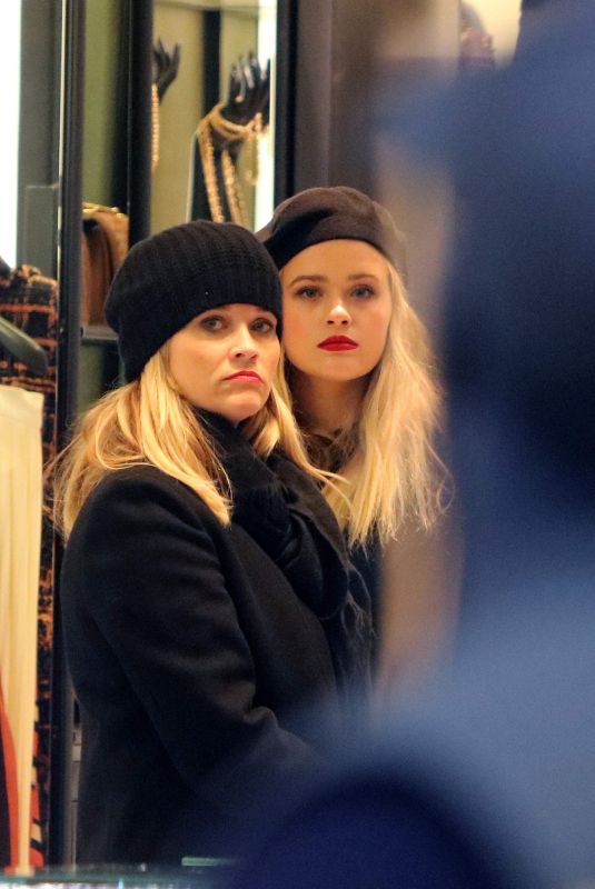 REESE WITHERSPOON and AVA PHILLIPPE Out Shopping in Paris 11/22/2017