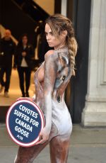 RHIAN SUDGEN Body Painted as Coyote Protests Outside Canada Goose in London 11/29/2017
