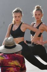 ROMEE STRIJD and JOSEPHINE SKRIVER on the Set of a Photoshoot on Venice Beach 11/03/2017