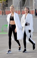 ROMEE STRIJD and JOSEPHINE SKRIVER on the Set of a Photoshoot on Venice Beach 11/03/2017