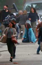 SANDRA BULLOCK on the Set of Bird Box in Los Angeles