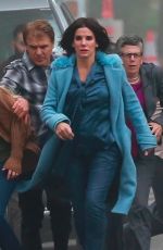 SANDRA BULLOCK on the Set of Bird Box in Los Angeles