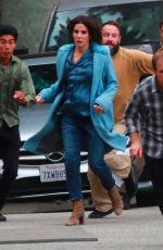 SANDRA BULLOCK on the Set of Bird Box in Los Angeles