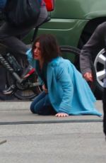 SANDRA BULLOCK on the Set of Bird Box in Los Angeles