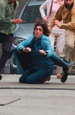 SANDRA BULLOCK on the Set of Bird Box in Los Angeles