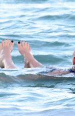 SHARON STONE in Swimsuit at a Beach in Miami 11/03/2017