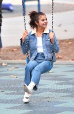 SELENA GOMEZ in Jeans at a Park in Burbank 11/02/2017