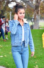 SELENA GOMEZ in Jeans at a Park in Burbank 11/02/2017