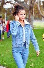 SELENA GOMEZ in Jeans at a Park in Burbank 11/02/2017