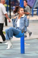 SELENA GOMEZ in Jeans at a Park in Burbank 11/02/2017