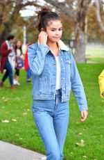 SELENA GOMEZ in Jeans at a Park in Burbank 11/02/2017