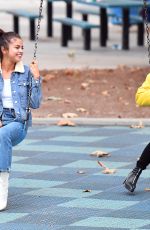 SELENA GOMEZ in Jeans at a Park in Burbank 11/02/2017