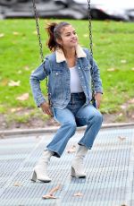SELENA GOMEZ in Jeans at a Park in Burbank 11/02/2017