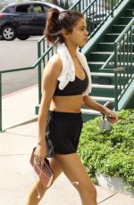 SELENA GOMEZ in Shorts and Sports Bra Arrives at a Gym in West Hollywood 11/01/2017