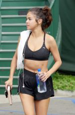 SELENA GOMEZ in Shorts and Sports Bra Arrives at a Gym in West Hollywood 11/01/2017