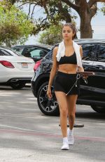 SELENA GOMEZ in Shorts and Sports Bra Arrives at a Gym in West Hollywood 11/01/2017