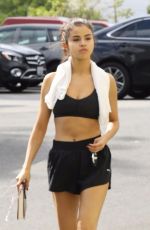 SELENA GOMEZ in Shorts and Sports Bra Arrives at a Gym in West Hollywood 11/01/2017