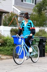 SELENA GOMEZ Out Ridin a Bike in Los Angeles 10/31/2017