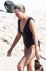 SHARON STONE in Swimsuit at a Beach in Miami 11/05/2017