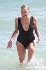 SHARON STONE in Swimsuit at a Beach in Miami 11/05/2017