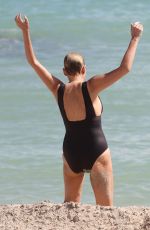 SHARON STONE in Swimsuit at a Beach in Miami 11/05/2017