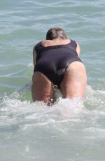 SHARON STONE in Swimsuit at a Beach in Miami 11/05/2017