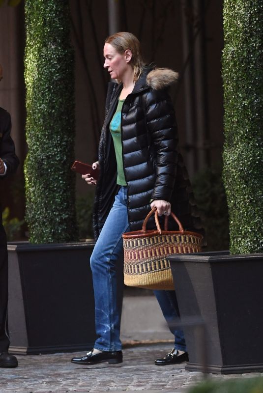 UMA THURMAN Leaves Her Hotel in New York 11/26/2017