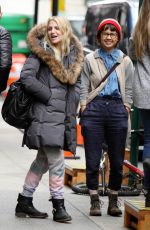 VANESSA HUDGENS and ANNALEIGH ASHFORD on the Set of Second Act in New York 11/08/2017