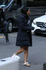 VANESSA HUDGENS and LEAH REMINI Arrives on the Set of Second Act in New York 11/20/2017