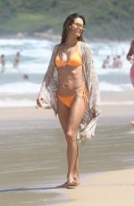 ALESSANDRA AMBROSIO in a Peach Bikini on the Beach in Rio De Janeiro 12/31/2017