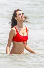 ALESSANDRA AMBROSIO in Red Bikini on the Beach in Florianopolis 12/17/2017