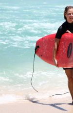 ANGELIQUE KERBER Surfing at Trigg Beach in Perth 12/30/2017