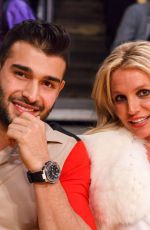 BRITNEY SPEARS and Sam Asghari at Lakers vs Golden State Warriors Game in Los Angeles 11/29/2017