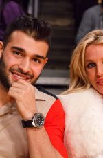 BRITNEY SPEARS and Sam Asghari at Lakers vs Golden State Warriors Game in Los Angeles 11/29/2017