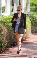 CAROLINE DAUAR in Denim SHorts Out in Miami 12/04/2017