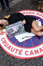 CASSANDRA FORET Protest Against Canada Goose Company in Paris 12/22/2017