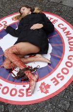 CASSANDRA FORET Protest Against Canada Goose Company in Paris 12/22/2017