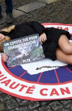 CASSANDRA FORET Protest Against Canada Goose Company in Paris 12/22/2017
