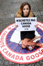 CASSANDRA FORET Protest Against Canada Goose Company in Paris 12/22/2017
