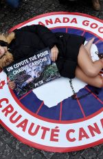 CASSANDRA FORET Protest Against Canada Goose Company in Paris 12/22/2017
