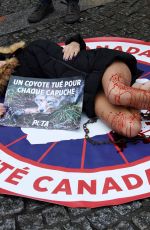CASSANDRA FORET Protest Against Canada Goose Company in Paris 12/22/2017