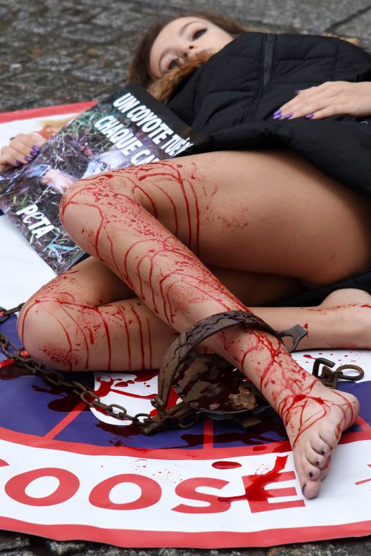 CASSANDRA FORET Protest Against Canada Goose Company in Paris 12/22/2017