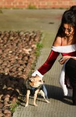 CHLOE KHAN Out with Her Dog in Liverpool 12/18/2017