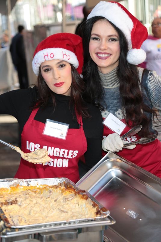 CHRISTINA DEROSA and NATASHA BLASICK at LA Mission Serves Christmas to the Homeless in Los Angeles 12/22/2017